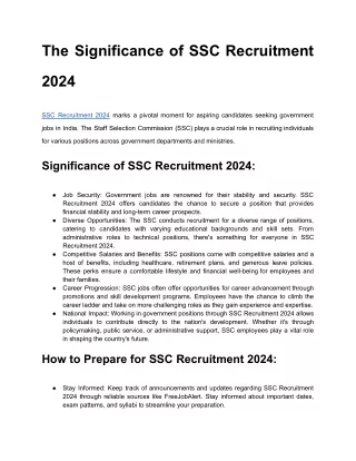 The Significance of SSC Recruitment 2024