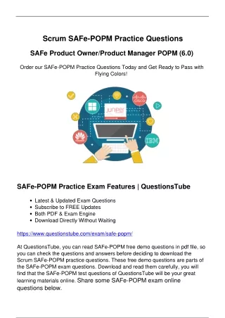 Best SAFe-POPM Exam Questions - Be Your Ultimate SAFe-POPM Preparation Solution