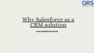 Why Salesforce as a CRM solution  qrsolutions