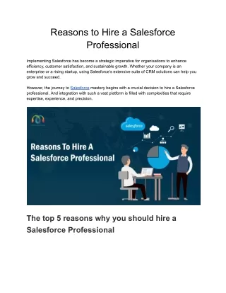 Reasons to Hire a Salesforce Professional