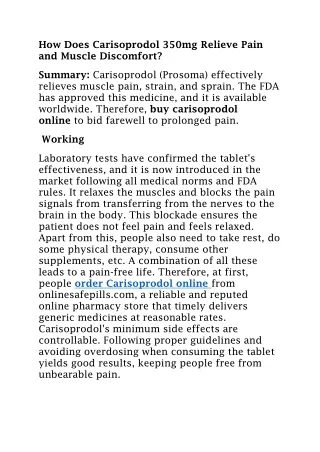 Buy prosoma 350mg online - onlinesafepills.com