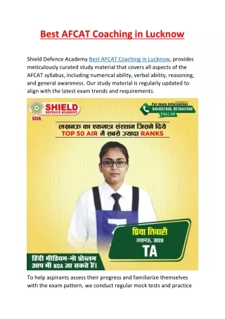 Best AFCAT Coaching in Lucknow 2