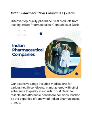 Indian Pharmaceutical Companies | Dezin