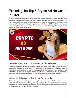 Exploring the Top 5 Crypto Ad Networks in 2024