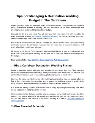 Tips For Managing A Destination Wedding Budget In The Caribbean (1)