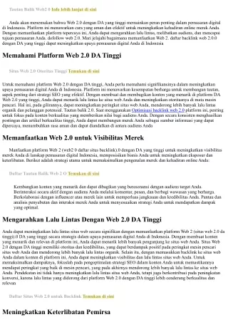 Peran Web 2.0 dengan DA Tinggi dalam Pemasaran Digital Indonesia