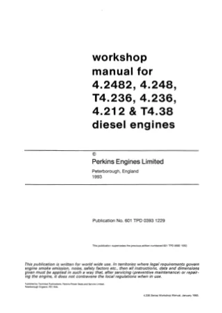 PERKINS T4.38 DIESEL ENGINE Service Repair Manual