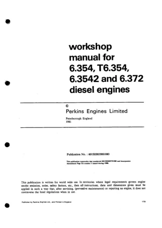 PERKINS T6.354 DIESEL ENGINE Service Repair Manual