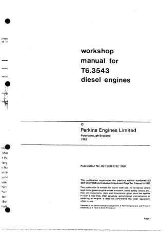 PERKINS T6.3543 DIESEL ENGINE Service Repair Manual