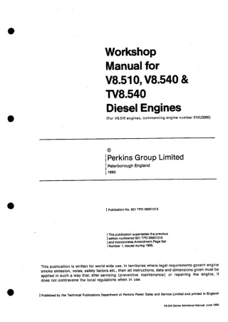 PERKINS TV8.540 DIESEL ENGINE Service Repair Manual