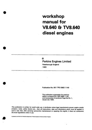 PERKINS TV8.640 DIESEL ENGINES Service Repair Manual