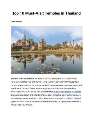 Top 10 Must-Visit Temples in Thailand