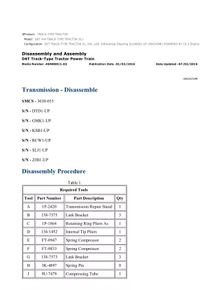 Caterpillar Cat D6T XW TRACK-TYPE TRACTOR (Prefix SLJ) Service Repair Manual Instant Download