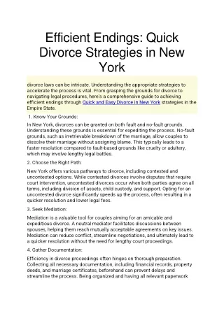 Quick and Easy Divorce in New York