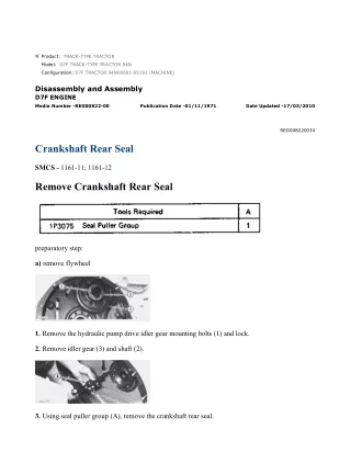 Caterpillar Cat D7F TRACK-TYPE TRACTOR (Prefix 94N) Service Repair Manual Instant Download