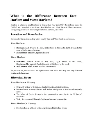 What is the Difference Between East Harlem and West Harlem