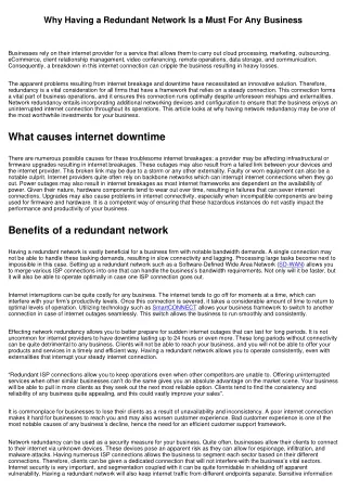 Why Having a Redundant Network Is a Must For Any Business