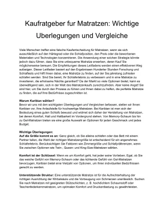 Kaufratgeber fur Matratzen_ Wichtige Uberlegungen und Vergleiche