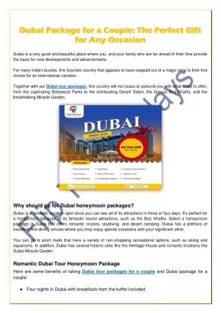Dubai Package for a Couple: The Perfect Gift for Any Occasion