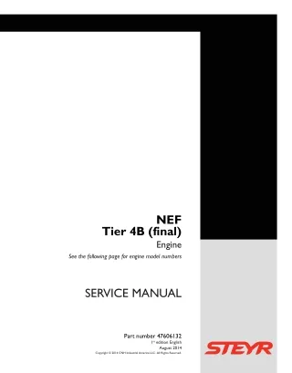 STEYR F4DFE413S Tier 4B (final) Engine Service Repair Manual