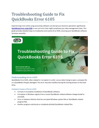 Troubleshooting Guide to Fix QuickBooks Error 6105