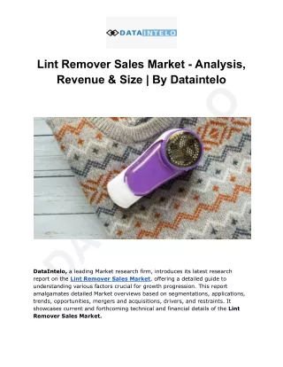 Lint Remover Sales Market