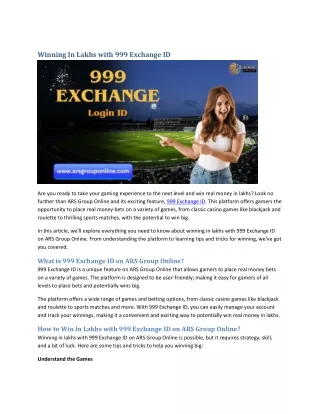 Winning In Lakhs with 999 Exchange ID