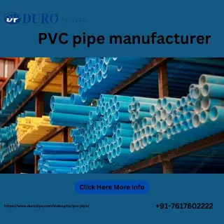 PVC pipe manufacturer | Duropipe