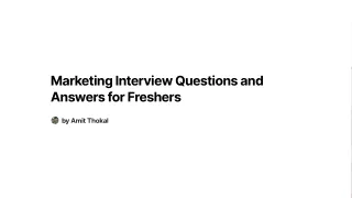 Marketing Interview Questions and Answers for Freshers