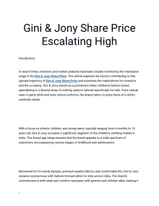 Get the Best Gini & Jony Share Price only at Planify