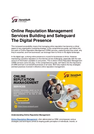 Online Reputation Management Services