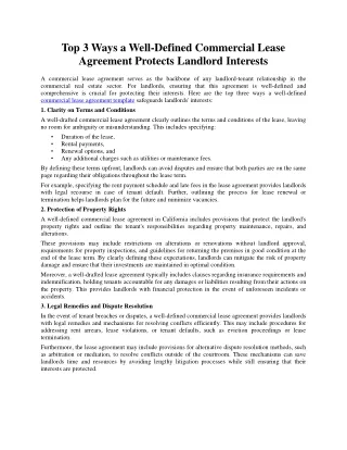 Top 3 Ways a Well-Defined Commercial Lease Agreement Protects Landlord Interests