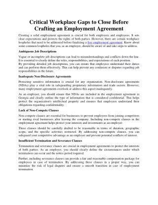 Critical Workplace Gaps to Close Before Crafting an Employment Agreement