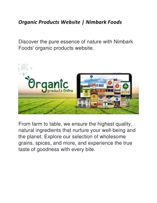 Organic Products Website | Nimbark Foods