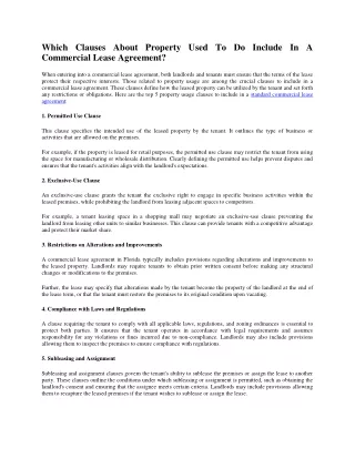 Which Clauses About Property Used To Do Include In A Commercial Lease Agreement