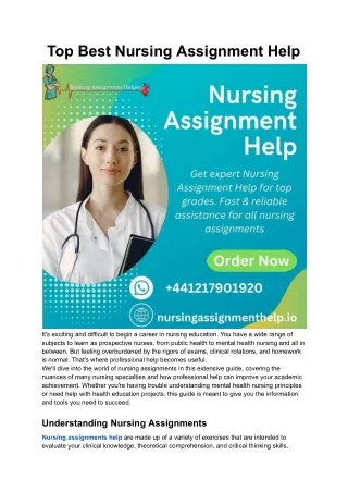 Top Best Nursing Assignment Help