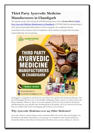 Third Party Ayurvedic Medicine Manufacturers in Chandigarh