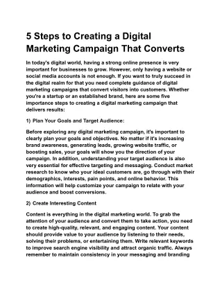 5 Steps to Creating a Digital Marketing Campaign That Converts