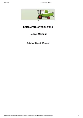 CLAAS DOMINATOR 40 TERRA TRAC Combines Service Repair Manual Instant Download