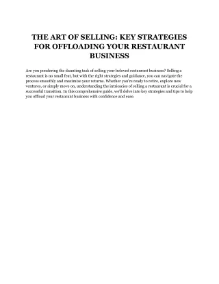 THE ART OF SELLING_ KEY STRATEGIES FOR OFFLOADING YOUR RESTAURANT BUSINESS