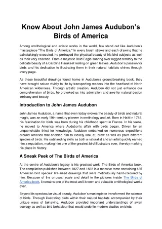 Know About John James Audubon’s Birds of America