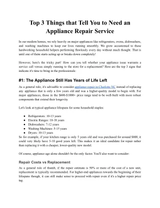 Top 3 Things that Tell You to Need an Appliance Repair Service (1)