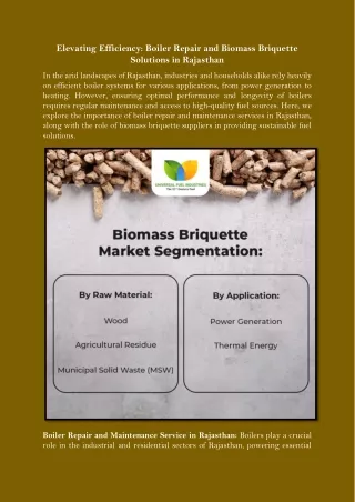 Elevating Efficiency Boiler Repair and Biomass Briquette Solutions in Rajasthan