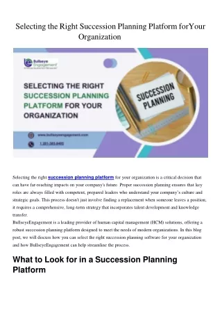 Selecting the Right Succession Planning Platform for Your Organization