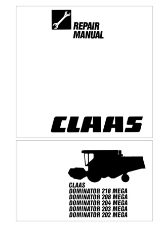 CLAAS DOMINATOR 218 208 204 203 202 MEGA Combines Service Repair Manual Instant Download