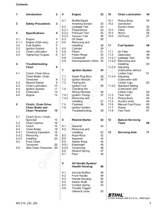 Stihl MS 210 Chainsaw Service Repair Manual