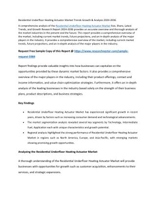 Residential Underfloor Heating Actuator Market