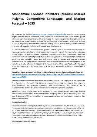 Monoamine Oxidase Inhibitors (MAOIs) Market