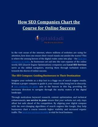 How SEO Companies Chart the Course for Online Success