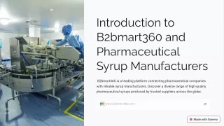 Pharmaceutical Syrup Manufacturers at B2BMart360 in India